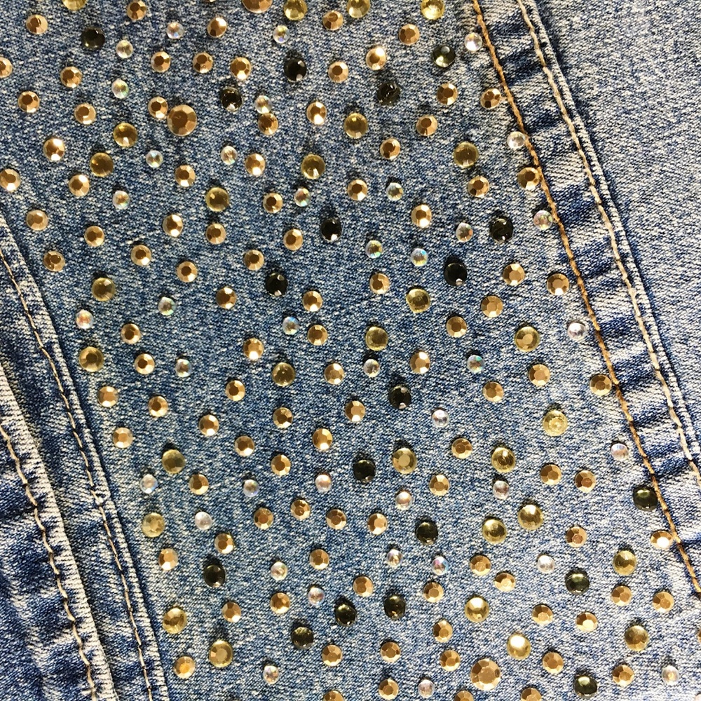 Cato Women's Gem Studded Jean Button Up Jacket - Picture 3 of 6